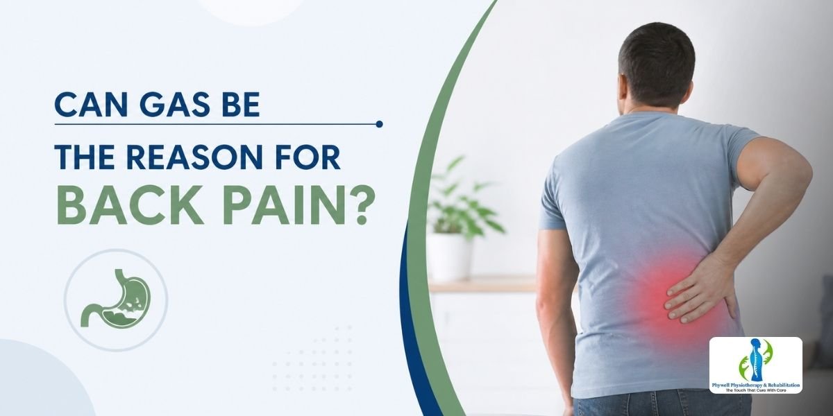 Back pain due to gas showing abdominal bloating and pressure affecting the lower back
